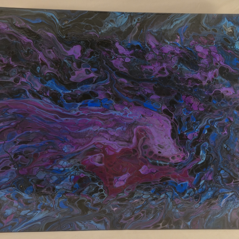 Abstract Canvas Art in Black, Purple, and Blue